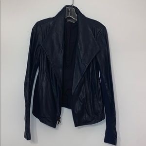Vince Dark Blue Leather Jacket #W0007
